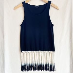 Topshop Ombre Tassel Hem Black Soft Long Tank Top